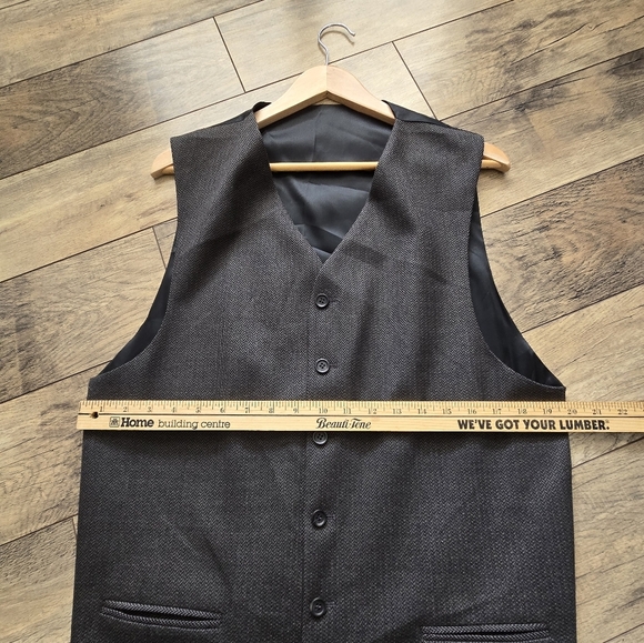 Classic Mens Gray/black Button-Up Suit Vest 42 T, Wool - Picture 4 of 10